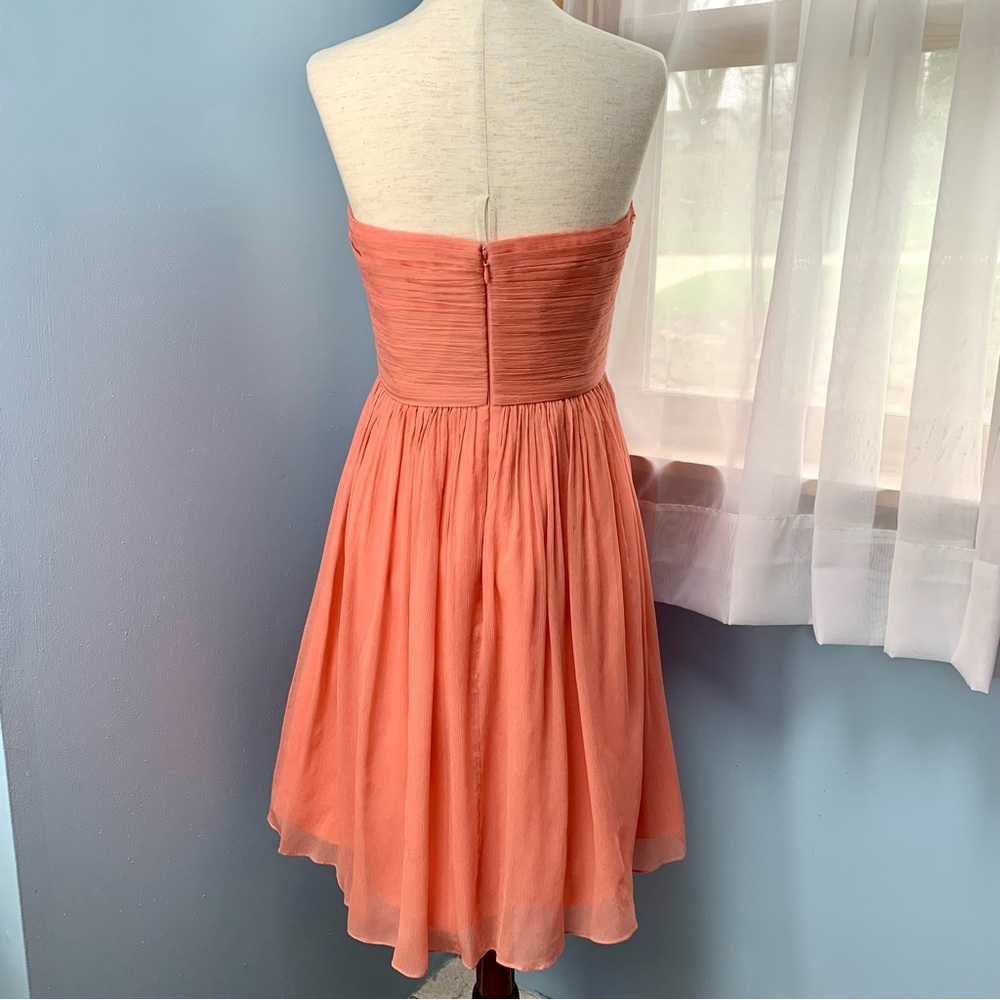 J. Crew Peach Silk Chiffon Strapless Dress - Picture 4 of 10